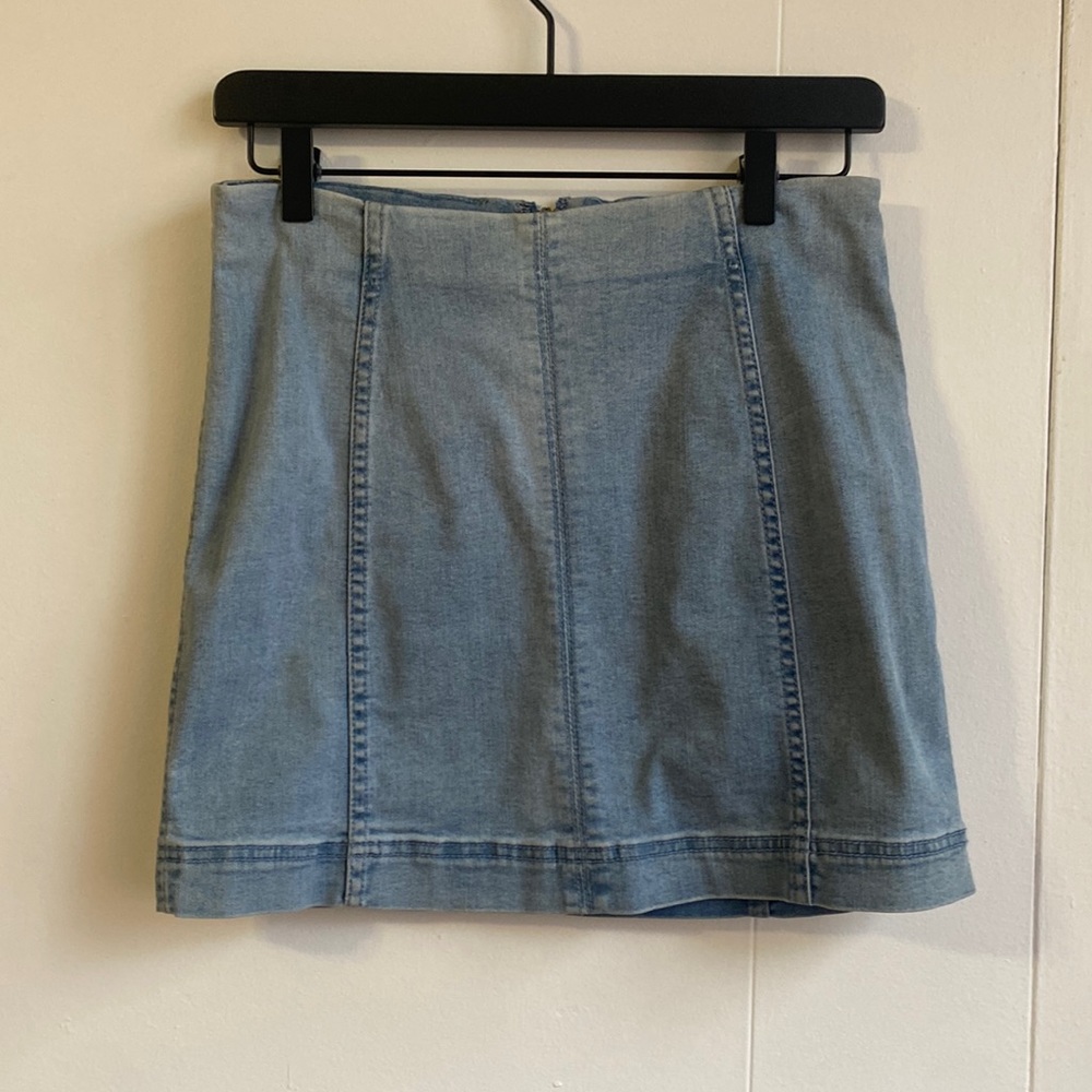 Light blue stretchy denim mini